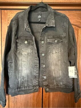 LuLaRoe Black Denim Jacket 3XL Distressed Vintage Wash